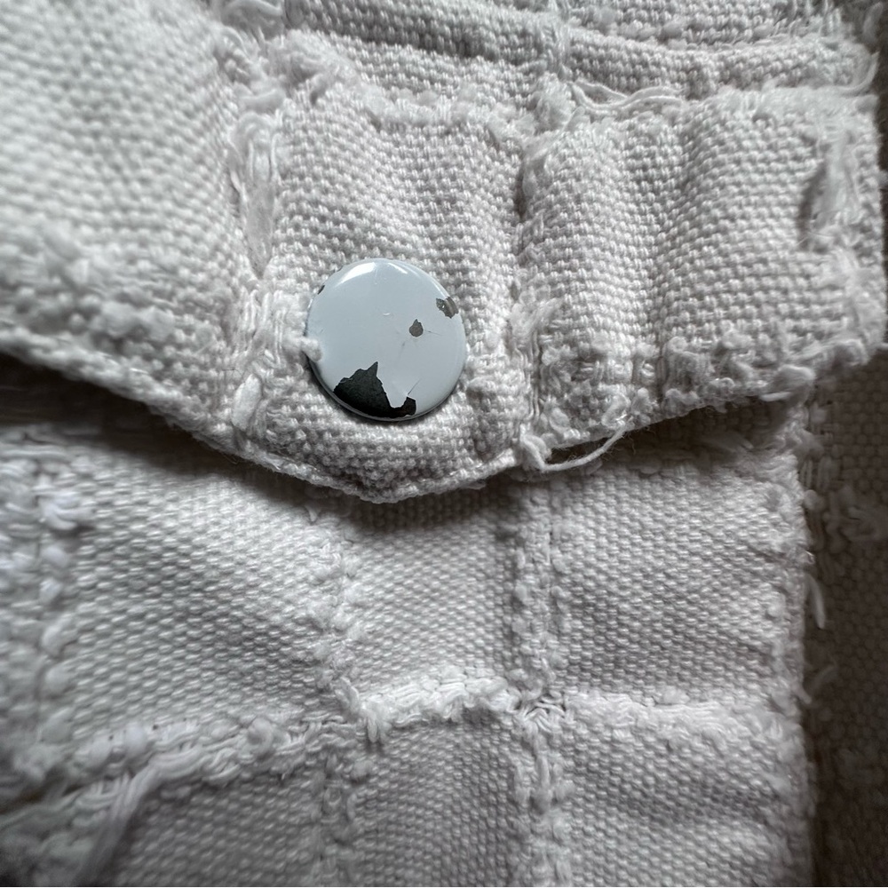 White Denim Patch Textured Jacket - image 6